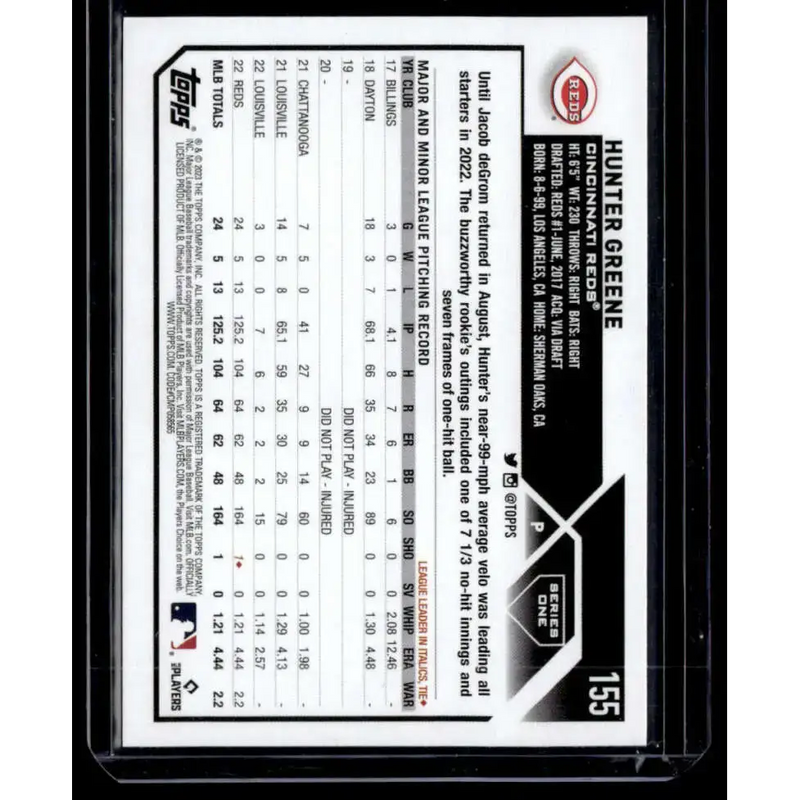 2023 Topps Rainbow Foil #155 Hunter Greene NM-MT Cincinnati Reds Baseball Card - Baseball Card Single