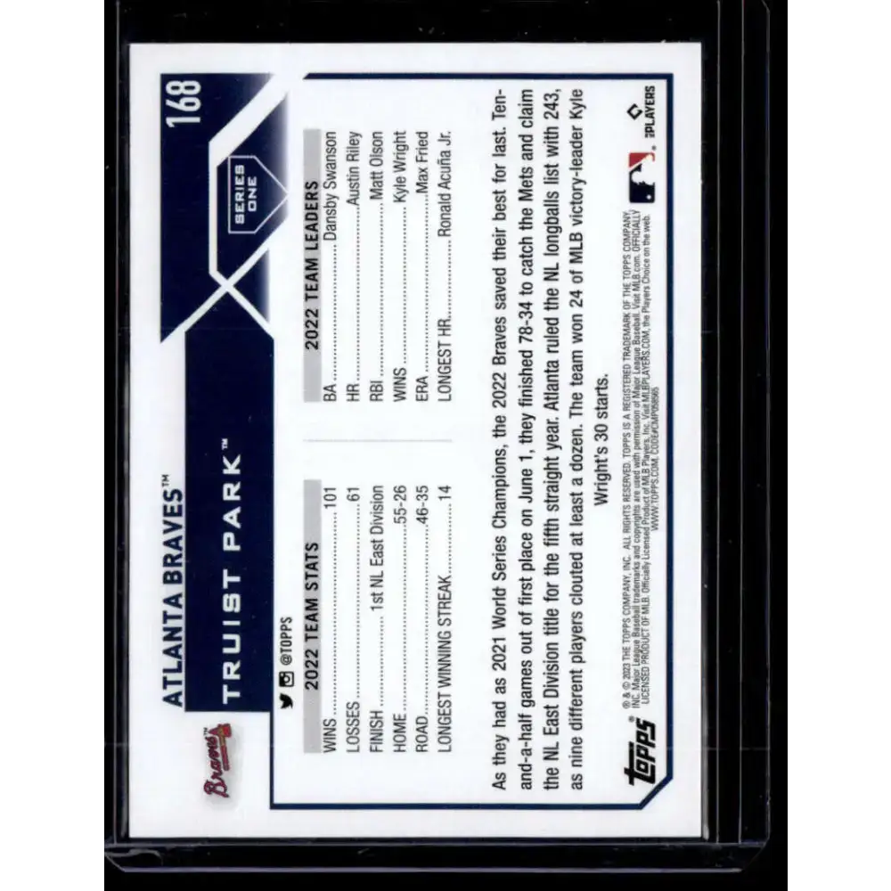 2023 Topps Rainbow Foil #168 Atlanta Braves NM-MT Team Card Baseball Card - Baseball Card Single
