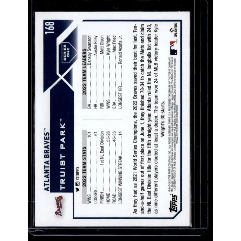 2023 Topps Rainbow Foil #168 Atlanta Braves NM-MT Team Card Baseball Card - Baseball Card Single