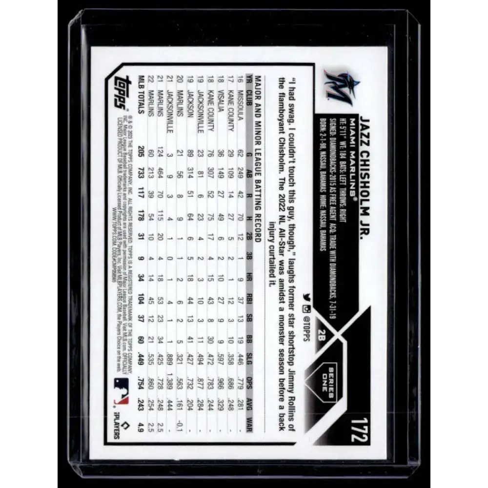 2023 Topps Rainbow Foil #172 Jazz Chisholm Jr. NM-MT Miami Marlins Baseball Card - Baseball Card Single