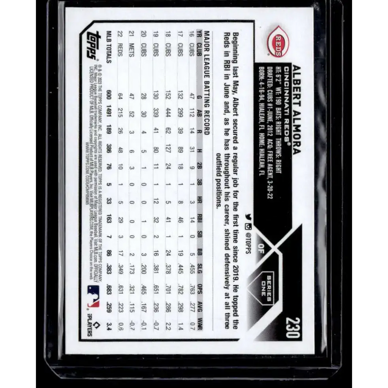 2023 Topps Rainbow Foil #230 Albert Almora NM-MT Cincinnati Reds Baseball Card - Baseball Card Single