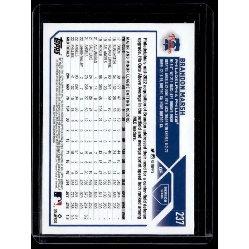 2023 Topps Rainbow Foil #237 Brandon Marsh NM-MT Philadelphia Phillies Baseball Card - Baseball Card Single