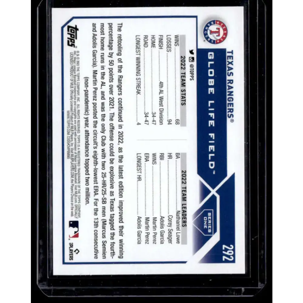 2023 Topps Rainbow Foil #292 Texas Rangers NM-MT Team Card Baseball Card - Baseball Card Single