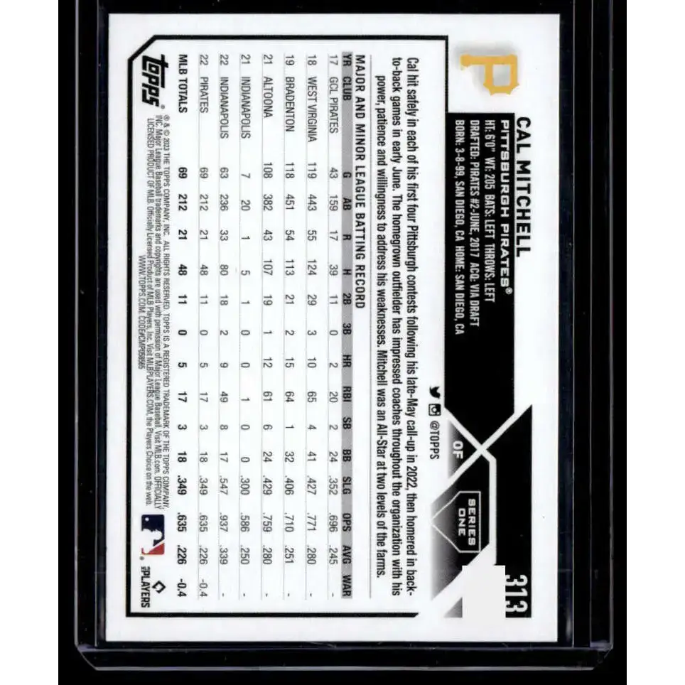 2023 Topps Rainbow Foil #313 Cal Mitchell NM-MT RC Rookie Pittsburgh Pirates Baseball Card - Baseball Card Single