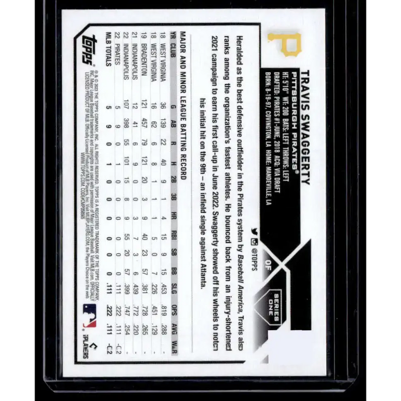 2023 Topps Rainbow Foil #67 Travis Swaggerty NM-MT RC Rookie Pittsburgh Pirates Baseball Card - Baseball Card Single