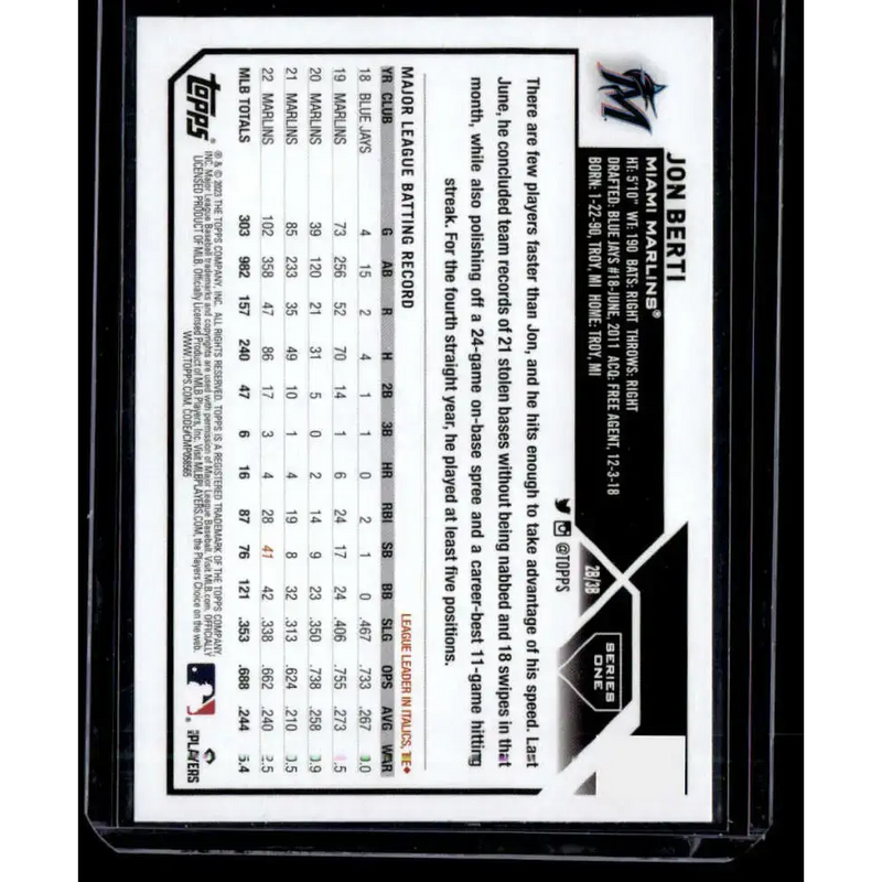 2023 Topps Rainbow Foil #72 Jon Berti NM-MT Miami Marlins Baseball Card - Baseball Card Single