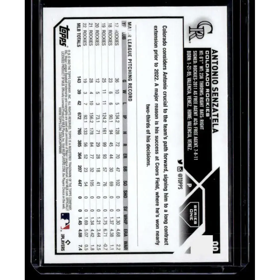 2023 Topps Rainbow Foil #99 Antonio Senzatela NM-MT Colorado Rockies Baseball Card - Baseball Card Single