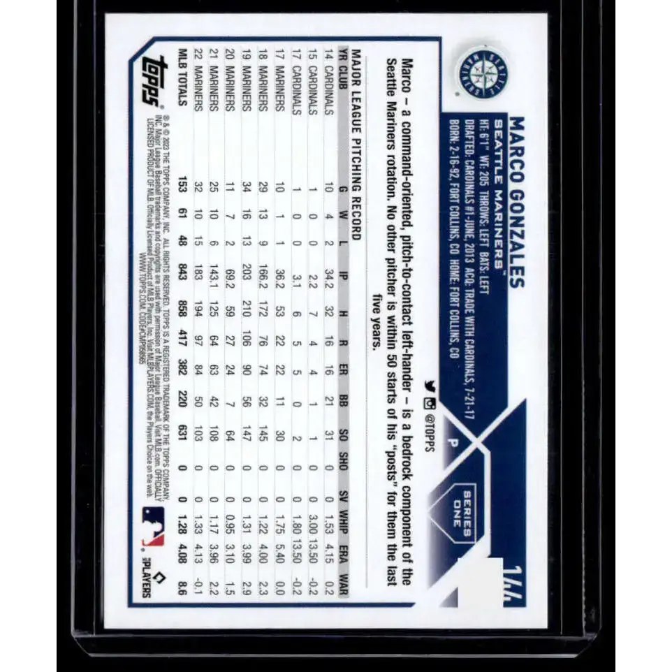2023 Topps Royal Blue #144 Marco Gonzales NM-MT Seattle Mariners Baseball Card - Baseball Card Single