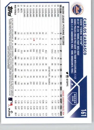 2023 Topps Royal Blue #161 Carlos Carrasco NM-MT Mets ID:76469 - Baseball Card Single