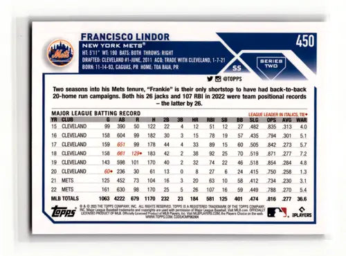 2023 Topps Royal Blue Francisco Lindor baseball card Mets top-tier collectible Royal Blue