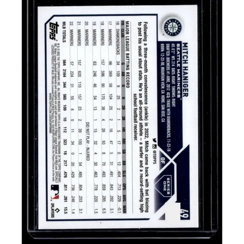 2023 Topps Royal Blue #49 Mitch Haniger NM-MT Seattle Mariners Baseball Card - Baseball Card Single