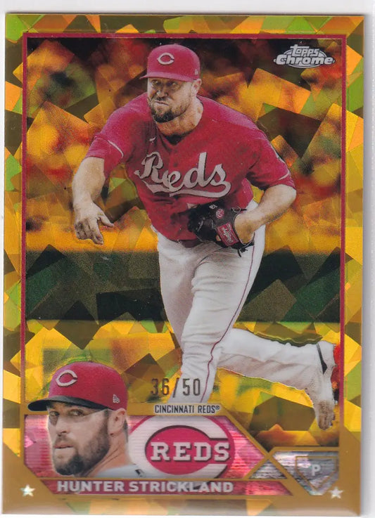2023 TOPPS SAPPHIRE #652 HUNTER STRICKLAND GOLD 36/50- CINCINNATI REDS - Baseball Card Single