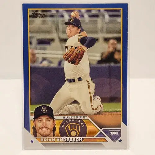 Baseball trading card of Brian Anderson Milwaukee Brewers Royal Blue Parallel 2023 Topps