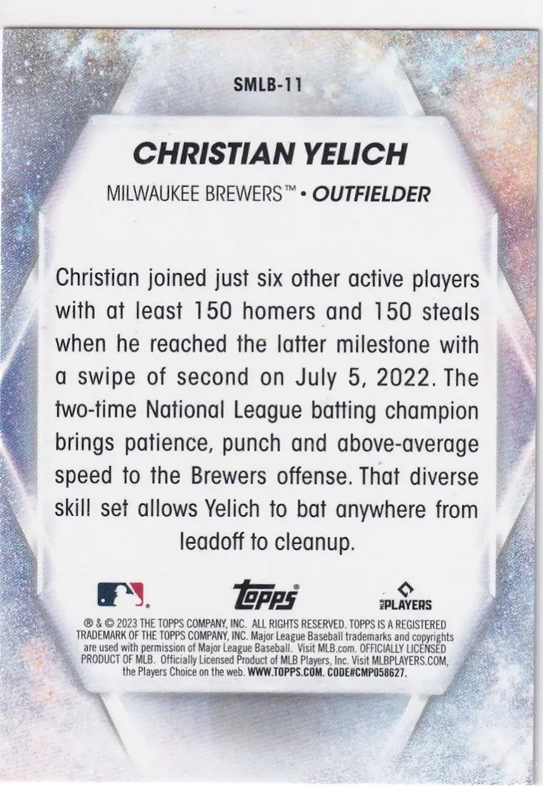 2023 TOPPS #SMLB-11 CHRISTIAN YELICH STARS OF MLB- MILWAUKEE BREWERS - Baseball Card Single