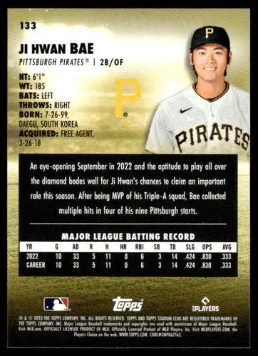 2023 Topps Stadium Club #133 JI Hwan Bae NM-MT RC Rookie Pirates ID:67899 - Baseball Card Single