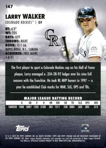 2023 Topps Stadium Club #147 Larry Walker NM-MT Rockies ID:67900 - Baseball Card Single