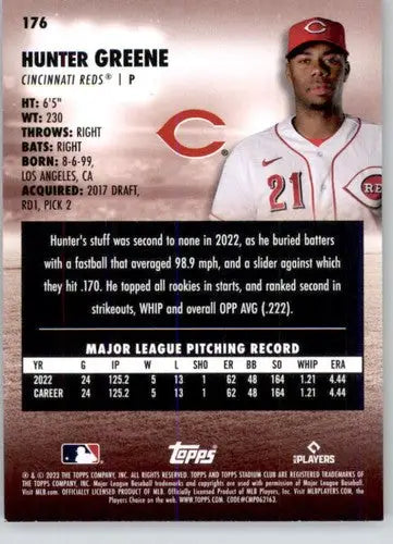 2023 Topps Stadium Club #176 Hunter Greene NM-MT Reds ID:67901 - Baseball Card Single