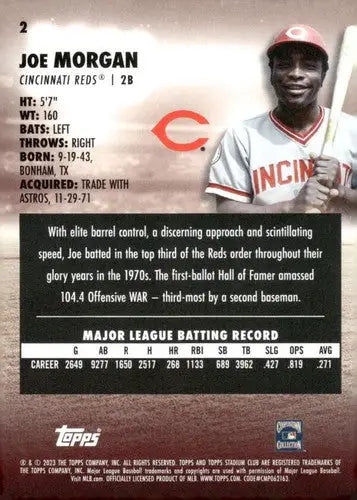 2023 Topps Stadium Club #2 Joe Morgan NM-MT Reds ID:67892 - Baseball Card Single