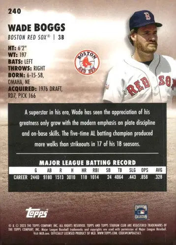 2023 Topps Stadium Club #240 Wade Boggs NM-MT Red Sox ID:67601 - Baseball Card Single
