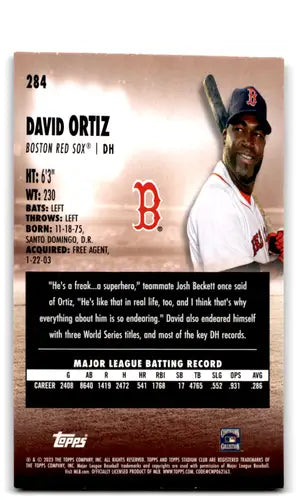 2023 Topps Stadium Club #284 David Ortiz NM-MT Red Sox ID:67921 - Baseball Card Single