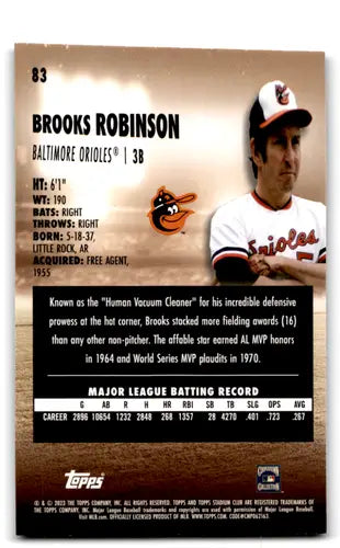 2023 Topps Stadium Club Black Foil #83 Brooks Robinson NM-MT Orioles ID:67924 - Baseball Card Single