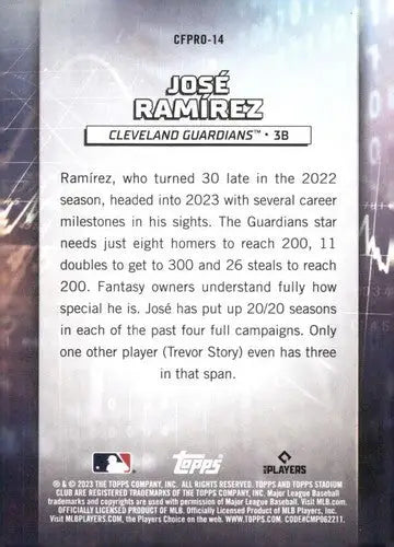 2023 Topps Stadium Club Chief Fantasy Professionals #CFPRO-14 Jose Rami ID:67568 - Baseball Card Single