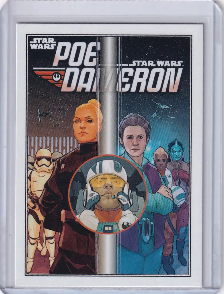 Topps Star Wars trading card of Poe Dameron from Wars Flagship Comic Cover Art series