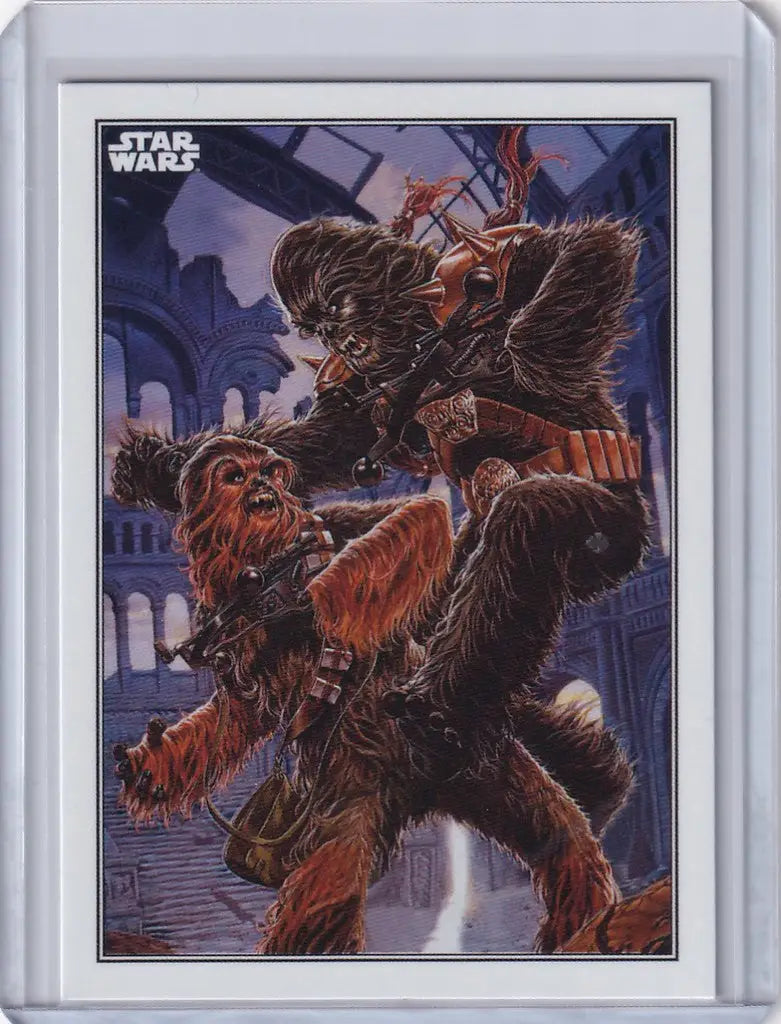 Wookiee warrior carries companion in action pose from Topps Star Wars Flagship Comic