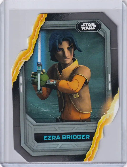 Topps Star Wars trading card featuring Ezra Bridger with a lightsaber from Wars Flagship