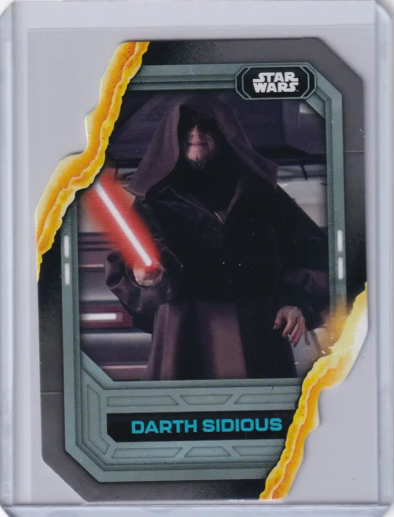 Topps Star Wars trading card of Darth Sidious with a red lightsaber, 2023 Flagsip