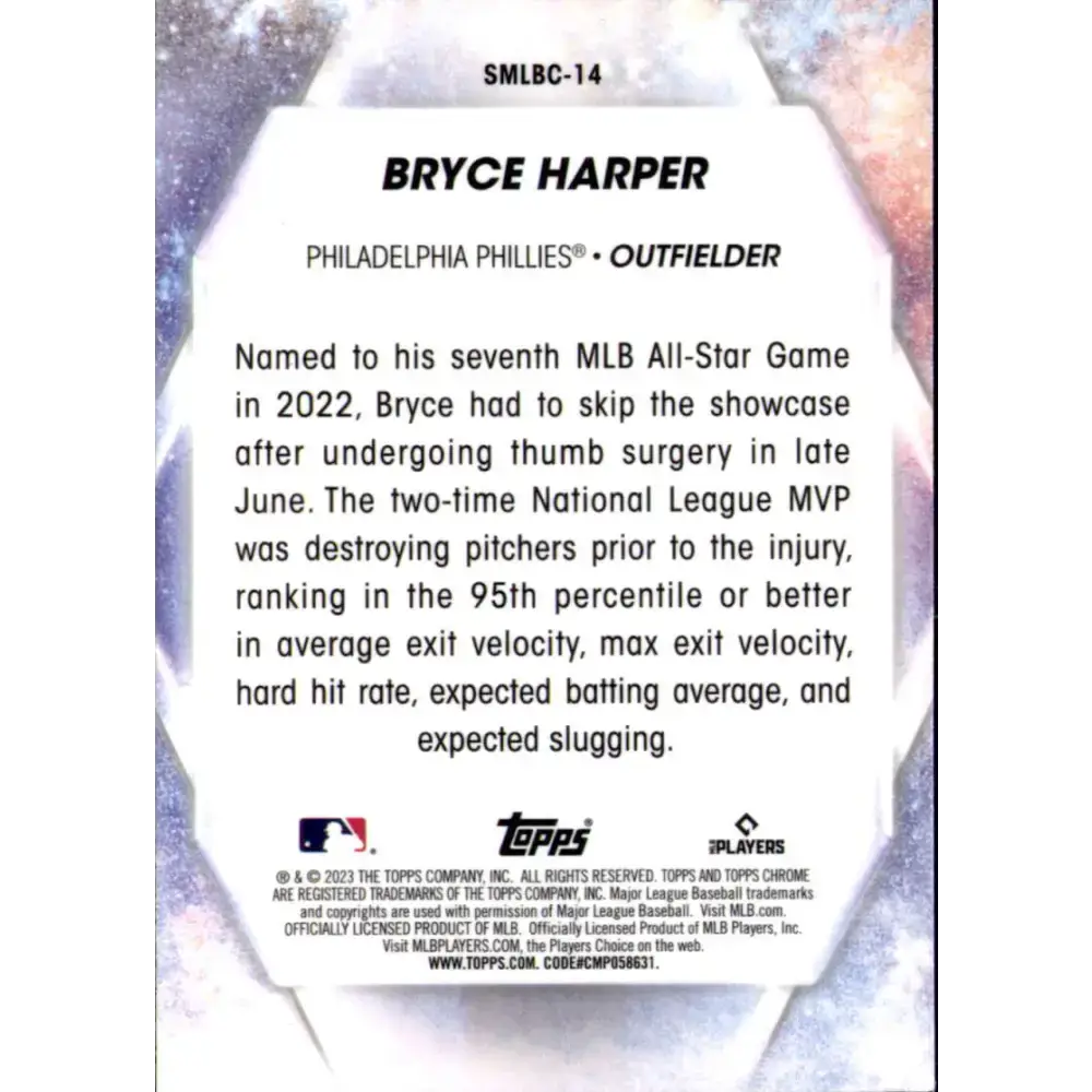 2023 Topps Stars of the MLB Chrome Refractor #SMLBC-14 Bryce Harper NM-MT Philadelphia Phillies Baseball Card