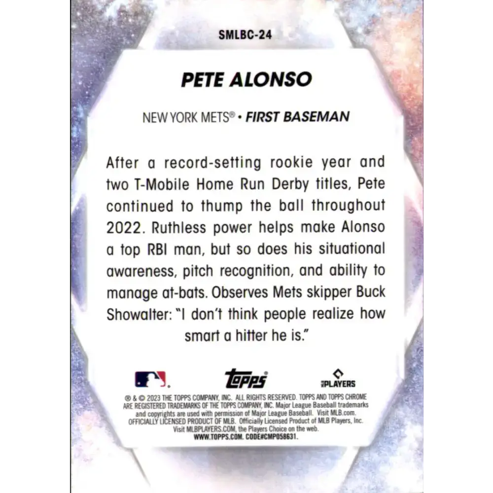 2023 Topps Stars of the MLB Chrome Refractor #SMLBC-24 Pete Alonso NM-MT New York Mets Baseball Card - Baseball Card