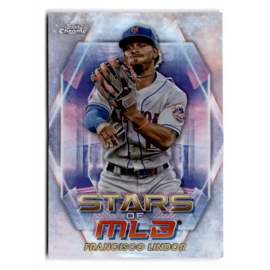 2023 Topps Stars of the MLB Chrome Refractor #SMLBC-28 Francisco Lindor NM-MT New York Mets Baseball Card - Baseball