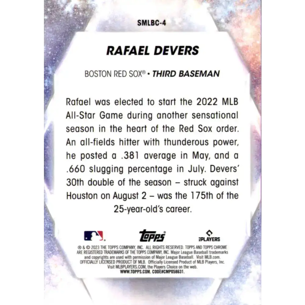 2023 Topps Stars of the MLB Chrome Refractor #SMLBC-4 Rafael Devers NM-MT Boston Red Sox Baseball Card - Baseball Card