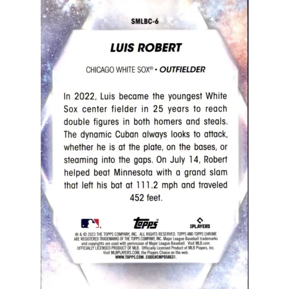 2023 Topps Stars of the MLB Chrome Refractor #SMLBC-6 Luis Robert NM-MT Chicago White Sox Baseball Card - Baseball Card