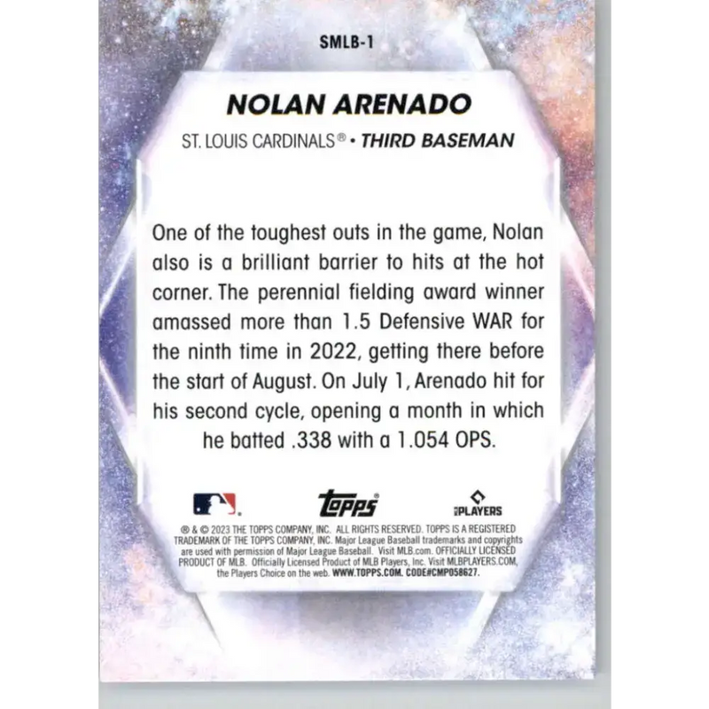 2023 Topps Stars of the MLB #SMLB-1 Nolan Arenado NM-MT St. Louis Cardinals Baseball Card - Baseball Card Single