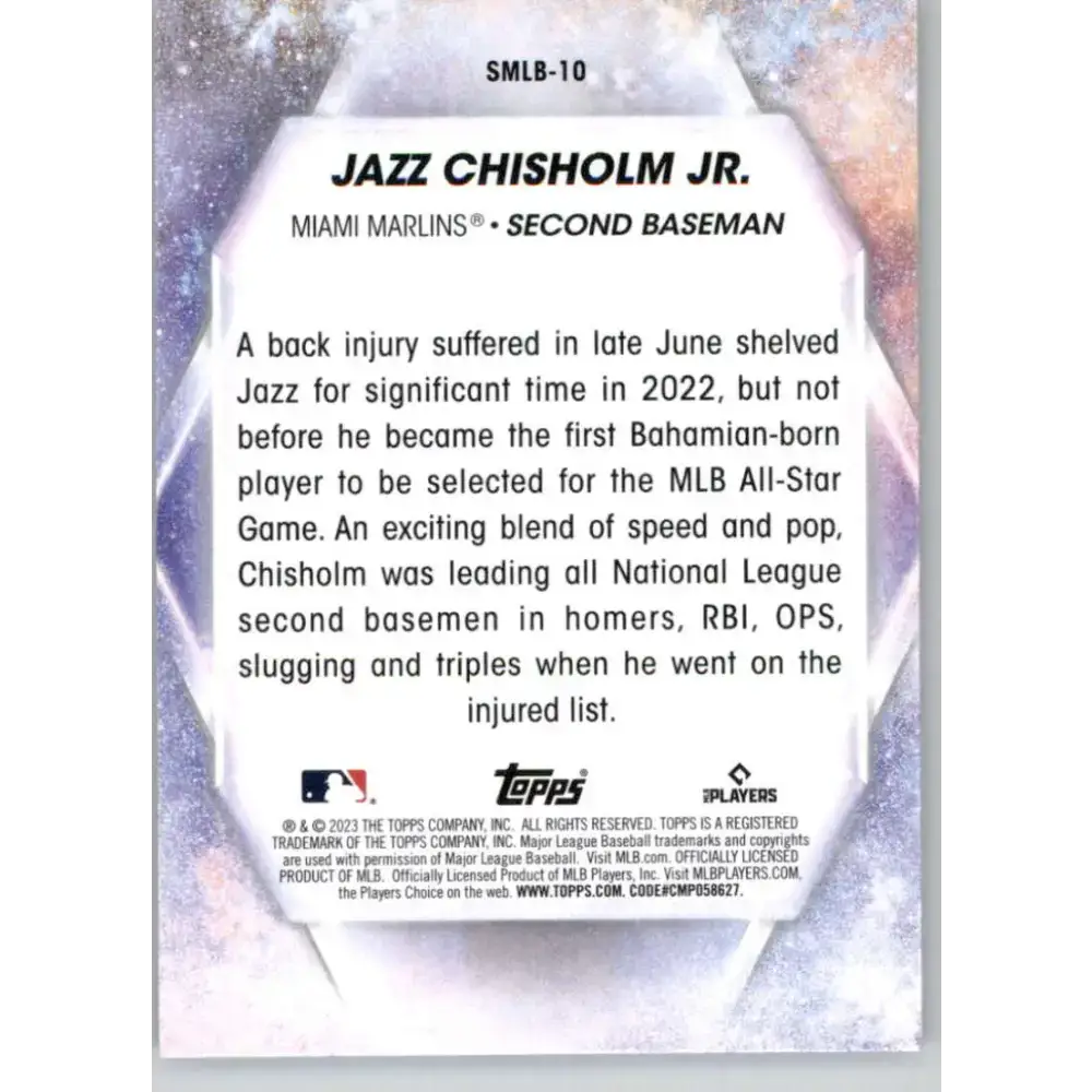 2023 Topps Stars of the MLB #SMLB-10 Jazz Chisholm Jr. NM-MT Miami Marlins Baseball Card - Baseball Card Single