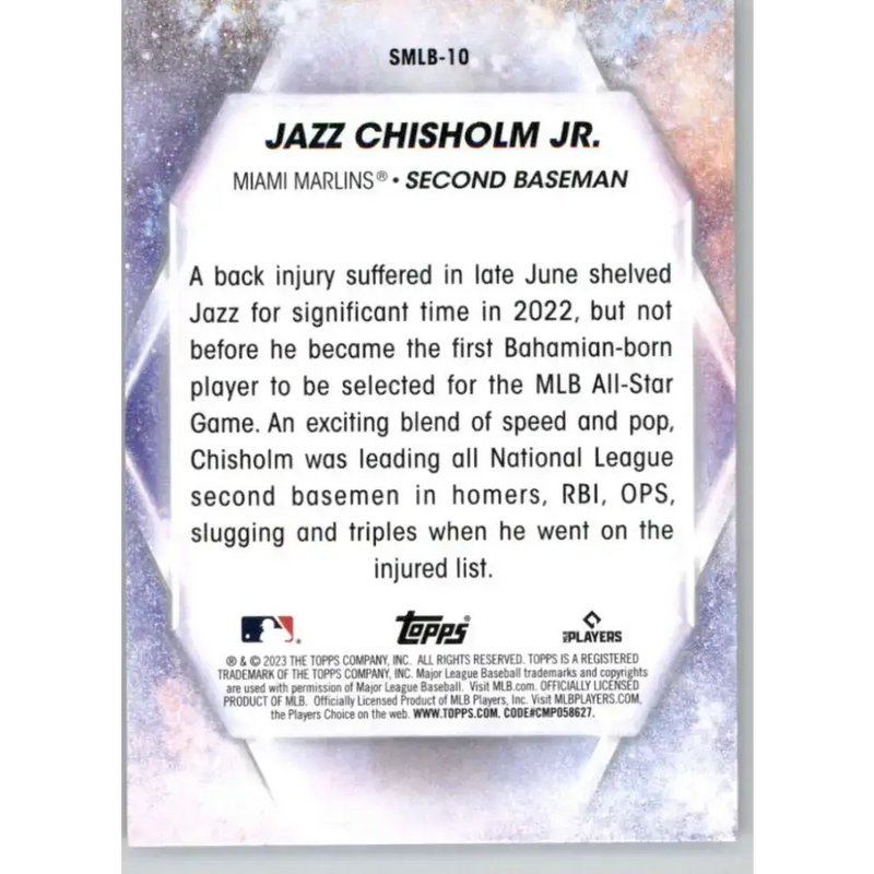 2023 Topps Stars of the MLB #SMLB-10 Jazz Chisholm Jr. NM-MT Miami Marlins Baseball Card - Baseball Card Single