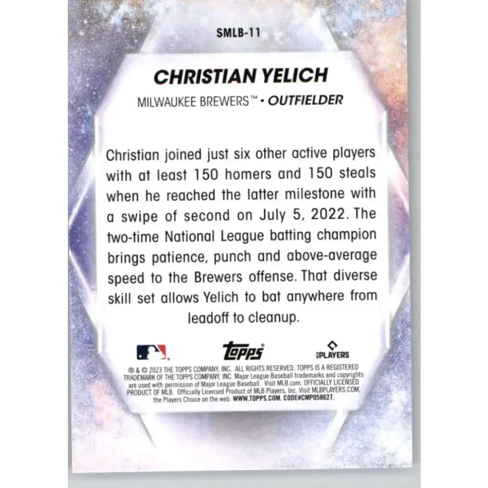 2023 Topps Stars of the MLB #SMLB-11 Christian Yelich NM-MT Milwaukee Brewers Baseball Card - Baseball Card Single
