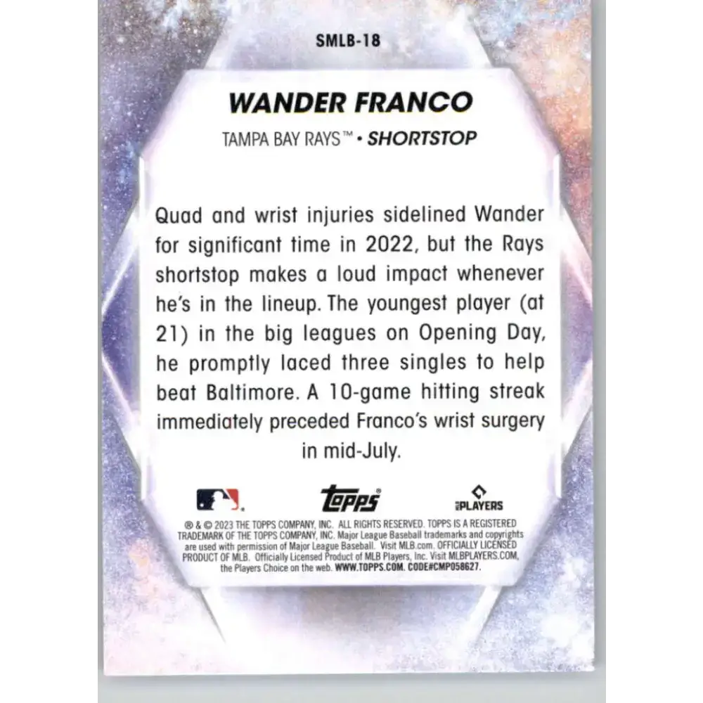 2023 Topps Stars of the MLB #SMLB-18 Wander Franco NM-MT Tampa Bay Rays Baseball Card - Baseball Card Single