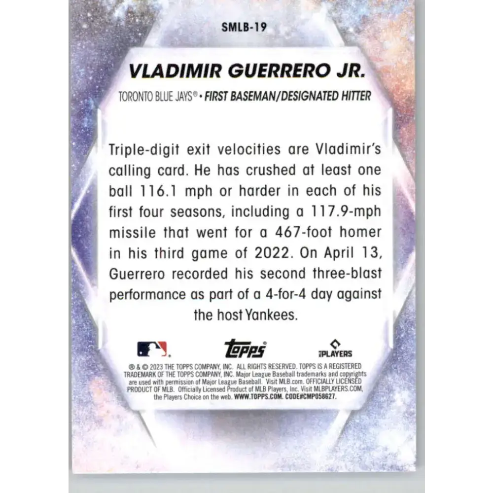 2023 Topps Stars of the MLB #SMLB-19 Vladimir Guerrero Jr. NM-MT Toronto Blue Jays Baseball Card - Baseball Card Single