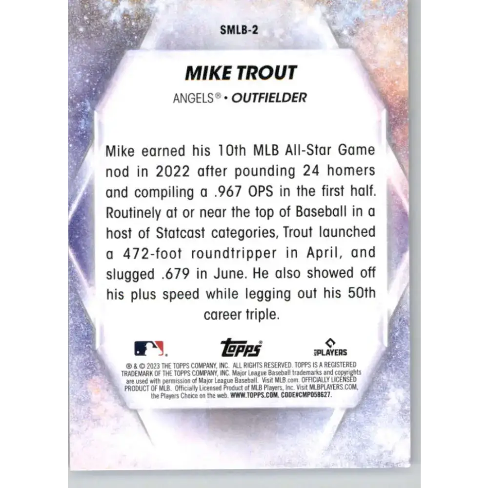 2023 Topps Stars of the MLB #SMLB-2 Mike Trout NM-MT Los Angeles Angels Baseball Card