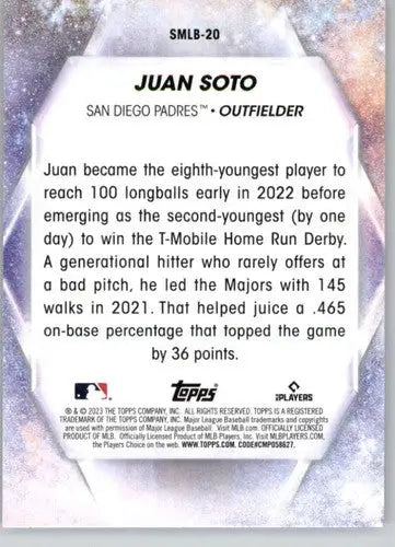 Juan Soto baseball card from 2023 Topps Stars of the MLB with original gloss
