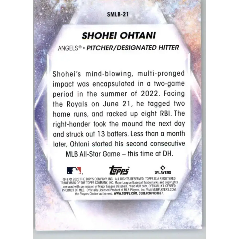 2023 Topps Stars of the MLB #SMLB-21 Shohei Ohtani NM-MT Los Angeles Angels Baseball Card - Baseball Card Single