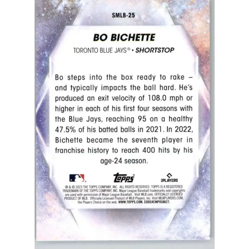 2023 Topps Stars of the MLB #SMLB-25 Bo Bichette NM-MT Toronto Blue Jays Baseball Card - Baseball Card Single
