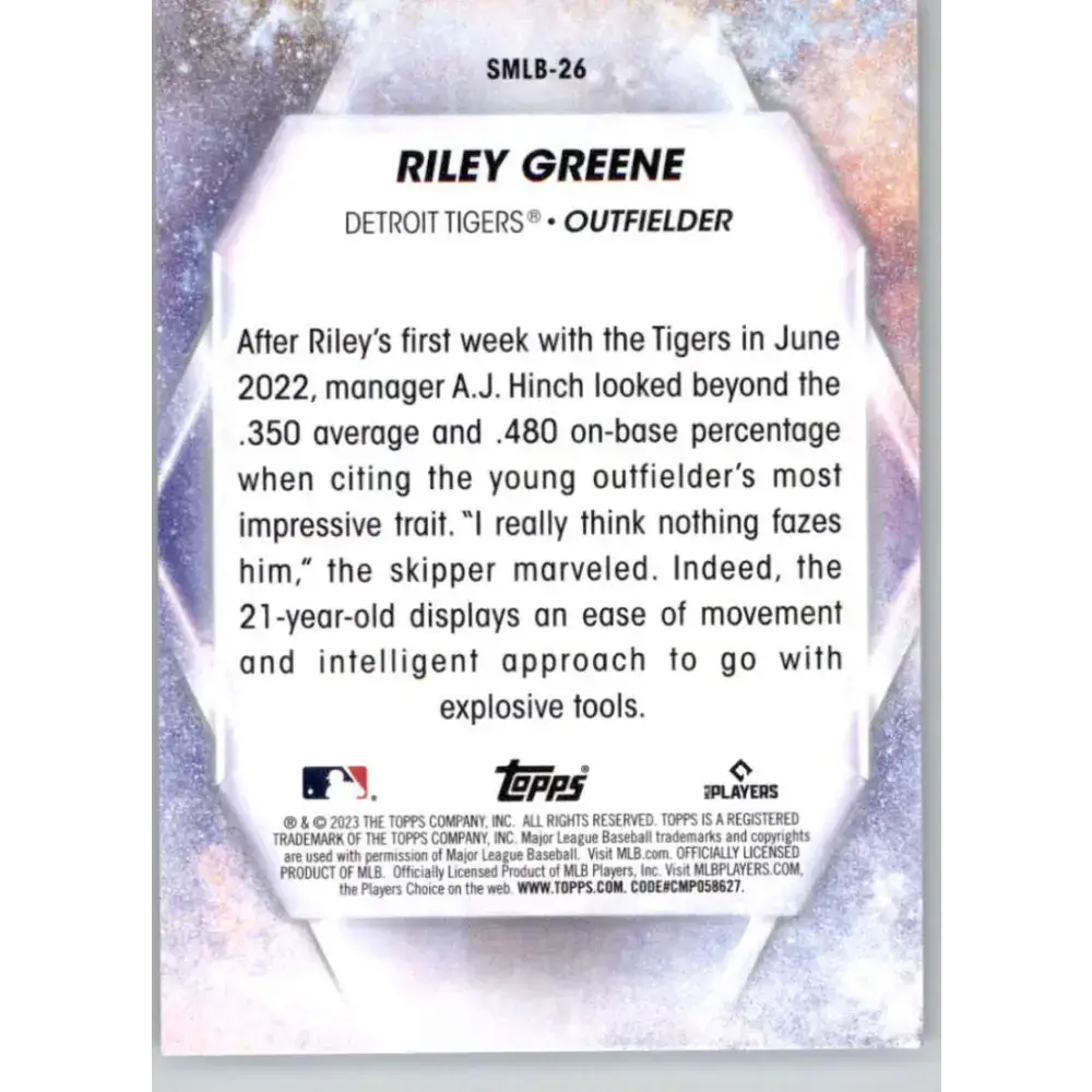 2023 Topps Stars of the MLB #SMLB-26 Riley Greene NM-MT Detroit Tigers Baseball Card - Baseball Card Single