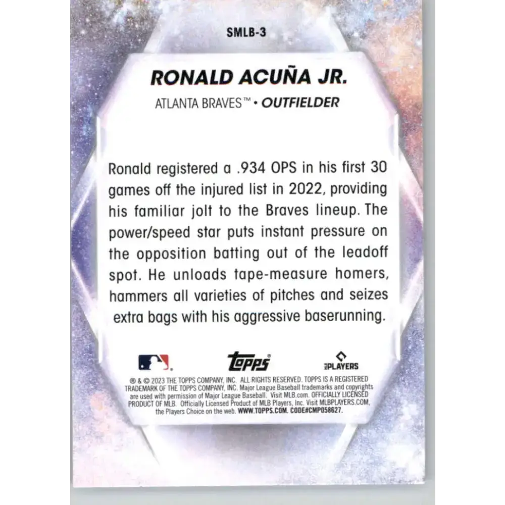 2023 Topps Stars of the MLB #SMLB-3 Ronald Acuna Jr. NM-MT Atlanta Braves Baseball Card - Baseball Card Single