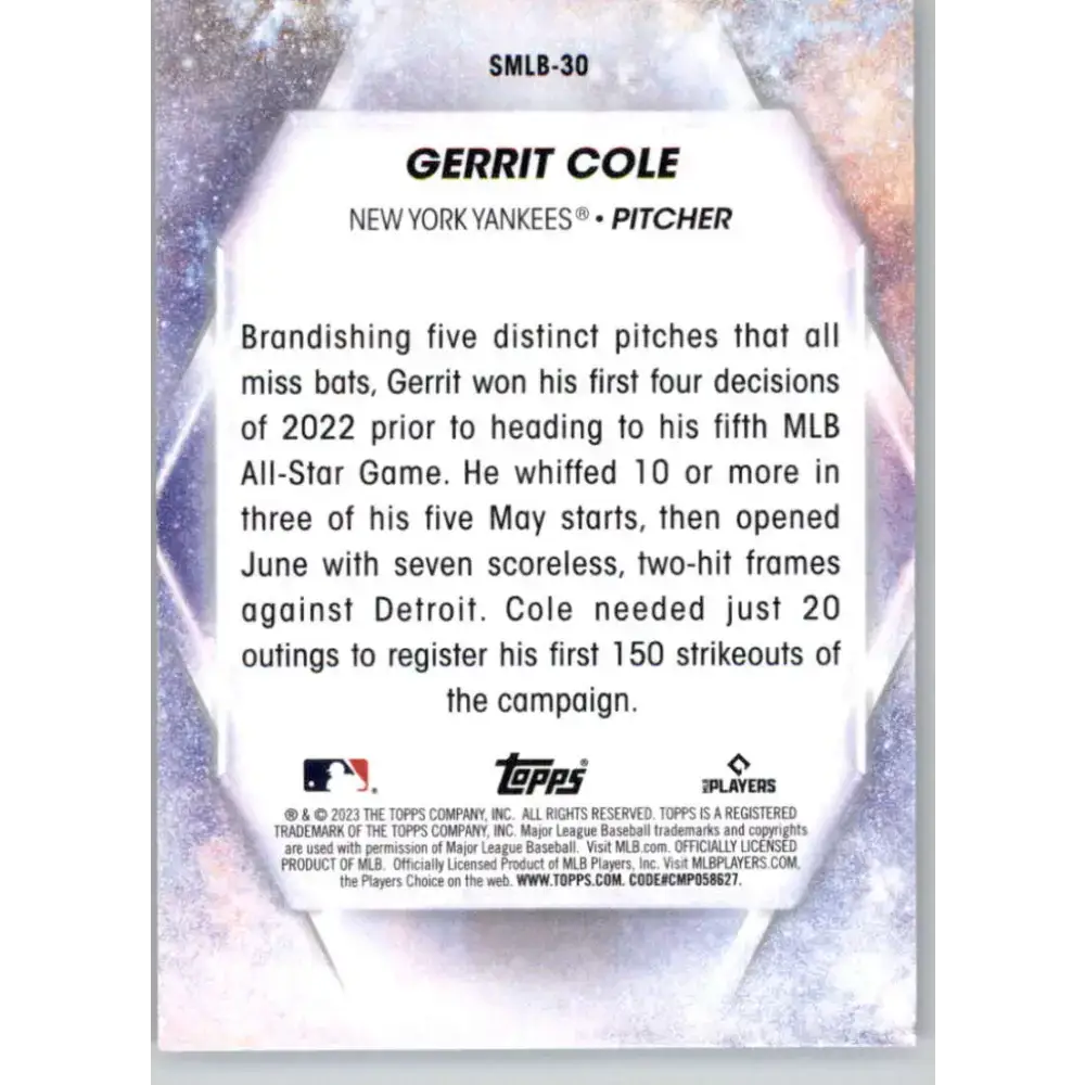 2023 Topps Stars of the MLB #SMLB-30 Gerrit Cole NM-MT New York Yankees Baseball Card - Baseball Card Single