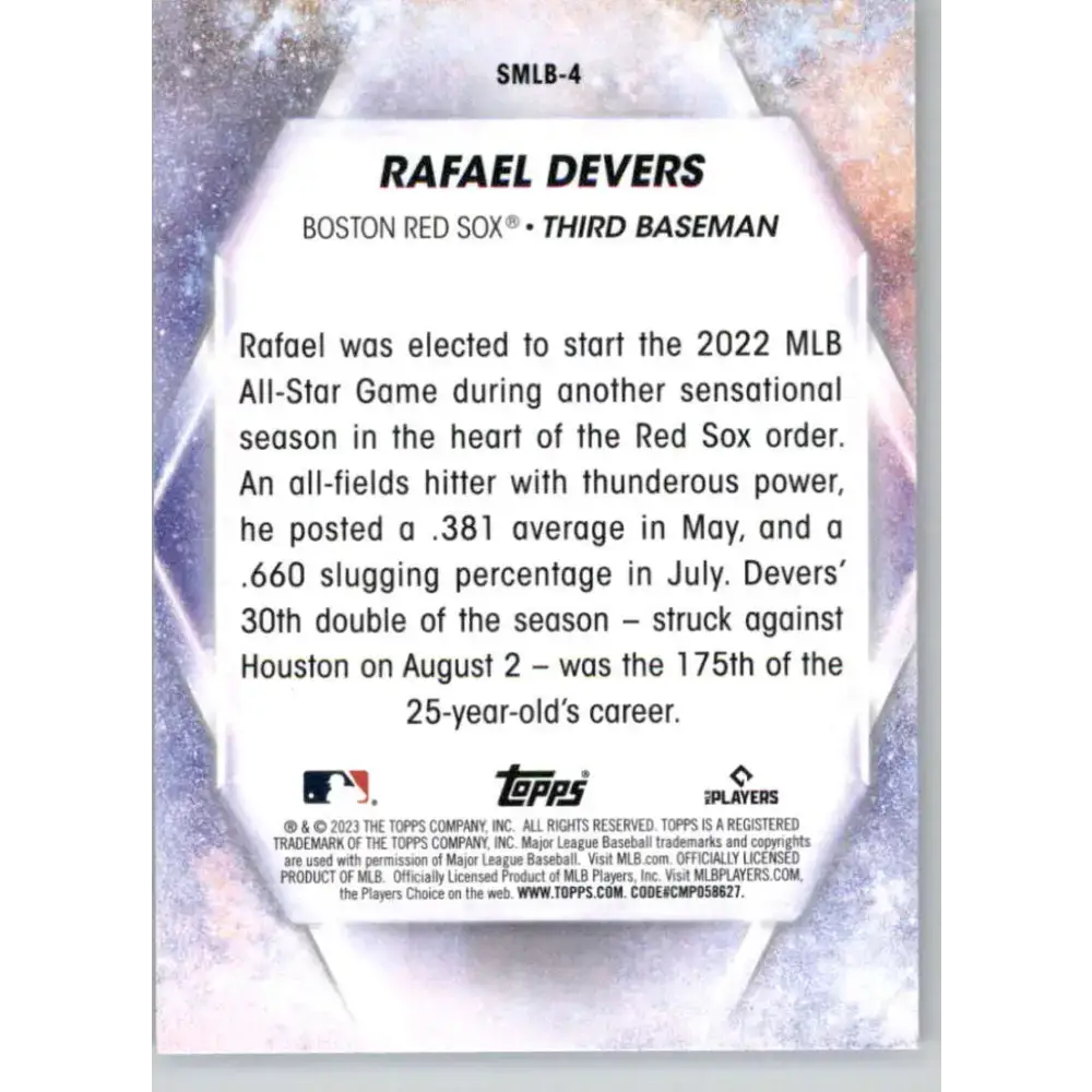 2023 Topps Stars of the MLB #SMLB-4 Rafael Devers NM-MT Boston Red Sox Baseball Card - Baseball Card Single