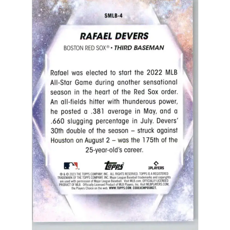 2023 Topps Stars of the MLB #SMLB-4 Rafael Devers NM-MT Boston Red Sox Baseball Card - Baseball Card Single